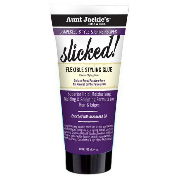 Aunt Jackie’s Grapeseed Style & Shine Recipes SLICKED! Flexible Styling Glue 4 oz