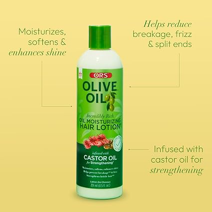 ORS Olive Oil Incredibly Rich Oil Moisturizing Hair Lotion Infused with Castor Oil for Strengthening 8.5 Ounce