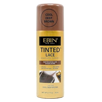 EBIN NEW YORK Tinted Lace Spray Cool Deep Brown | Water Resistant & High Pigment Lace Tint for Wig | Even Spray, No Residue & Natural Finish | 2.7 Fl Oz