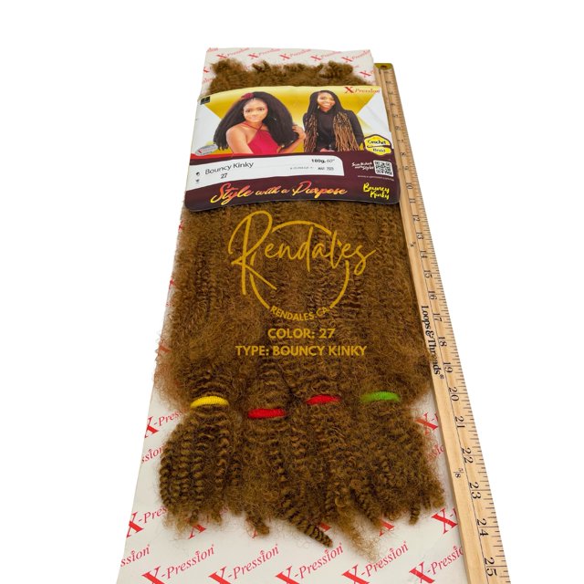 X-Pression Bouncy Kinky, Crochet Braiding Hair Extensions African Kinky 60", Synthetic Fiber, Soft, Smooth, Supple Natural Look, 180g