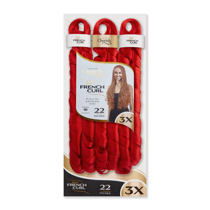 Cherish Spiral French Curl – 22” – 3X Value Pack - Red